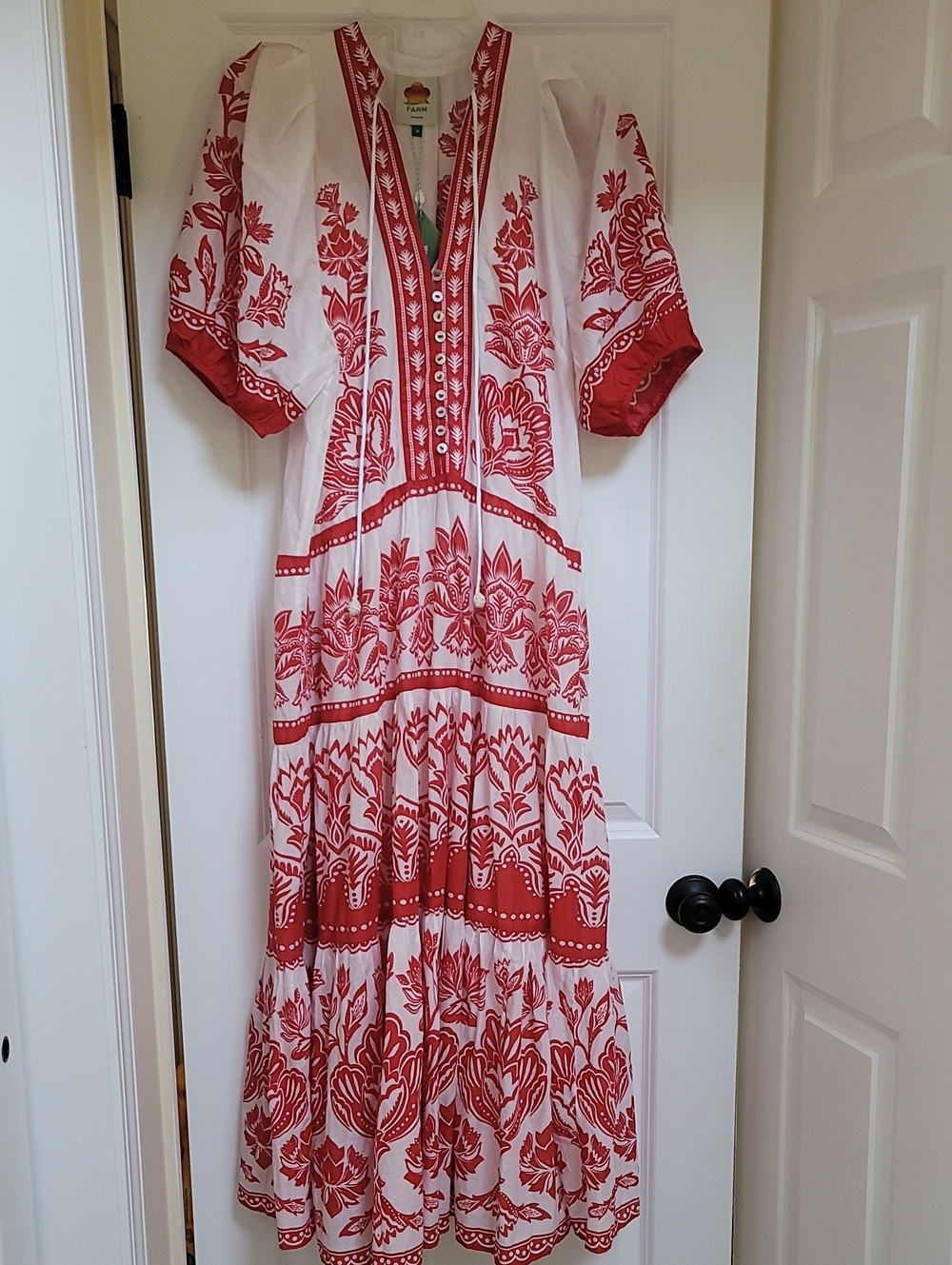 FARM Rio Off-white Boho Garden Short Sleeve Midi Dress - Picture 2 of 13